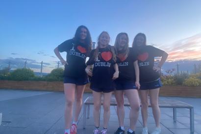 My friends and I wearing "I <3 Dublin" shirts