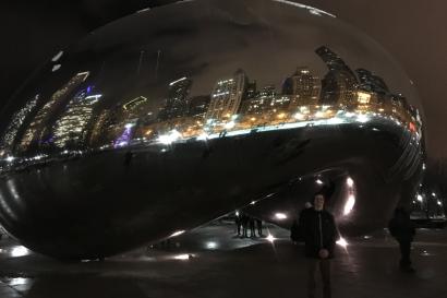 The Chicago Bean Sculpture at night
