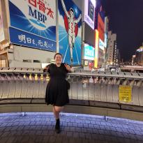 Author, Macks, standing in front of Glico Running Man