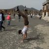 Me making sure Pompei knows how to handstand