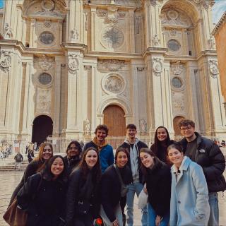 Students in front of Cathedral in Granada