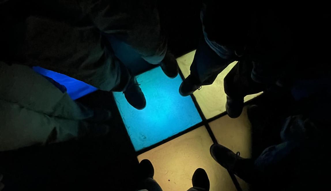Shoes are pictured on a dance floor in The Loop.