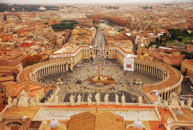 an aerial view of St. Peter's Square in Rome