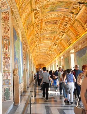 tourists visiting an art museum in Rome