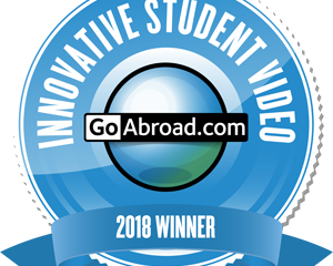 An image saying "Winner Student Video GoAbroad.com 2018 Winner"