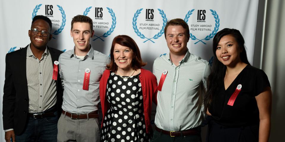 IES Abroad team smiling at a Film Festival event 