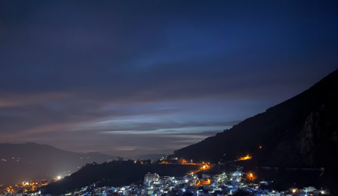 A nighttime view of Chefchaouen