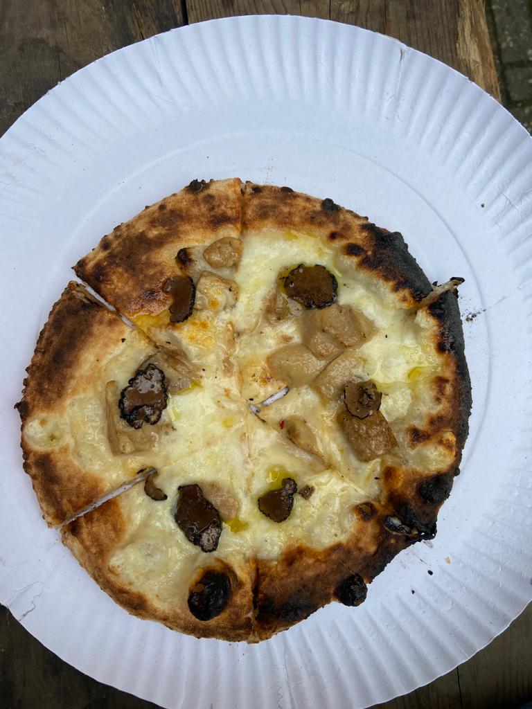 pizza with cheese and truffles