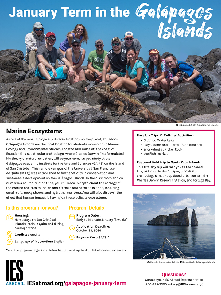 Galapagos January Term 2024 brochure