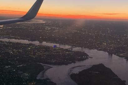 Philadelphia to milan plane sunset