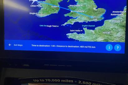 image of digital screen of the flight map on airplane 