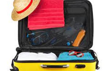 open suitcase with a few items sticking out
