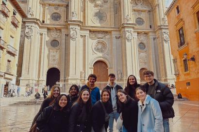 Students in front of Cathedral in Granada
