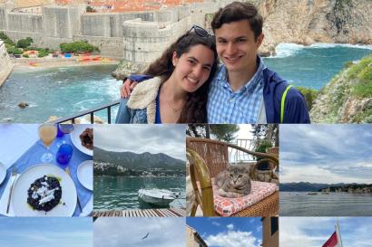 compilation of photos of the city of Dubrovnik, islands off the coast of the city, food, and cats!
