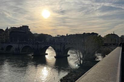 Sunset over the Tiber River