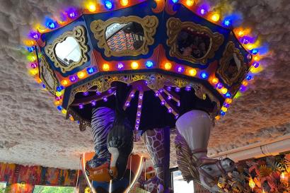 A carousal on the ceiling 