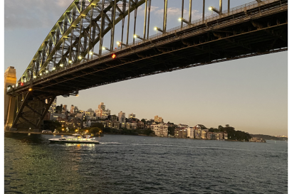 Close up of the Sydney Harbor Bridge.