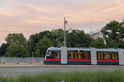 Picture of the S-Bahn in Vienna at sunset