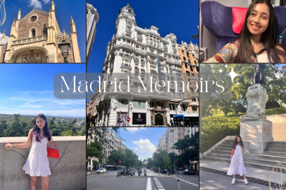 A collage of pictures taken in Madrid's famous Gran Via and Sol areas