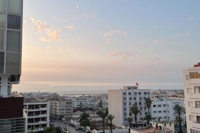 Picture of Rabat at sunset with a view of the Qasba, the Atlantic ocean, and the new city. 