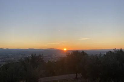 Sunset over Granada from the olive gardens near the Alhambra
