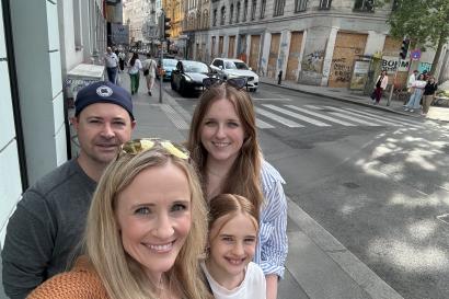 My mom, stepdad, little sister, and myself on their first day in Vienna