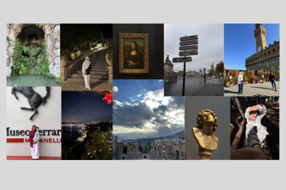 Collage of study, travel, and social moments abroad