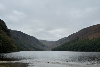 Mountains surrounding a lake