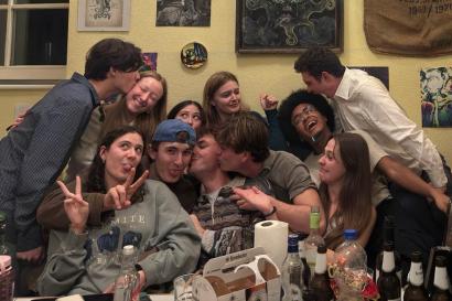 A group of friends posing for a group photo