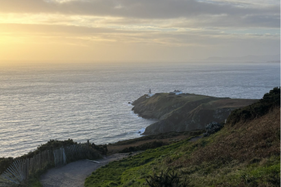 A lighthouse on a peninusla