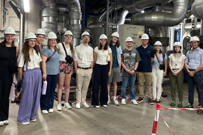 IES Abroad students on a factory tour in Milan.
