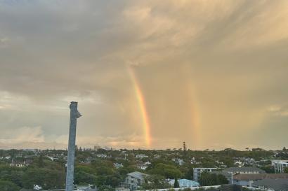 A snapshot of the view from the balcony of my residence hall. 