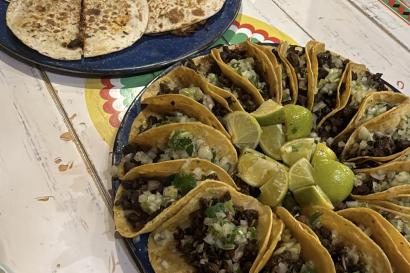 Picture of tacos and quesadillas at Takos Al Pastor 