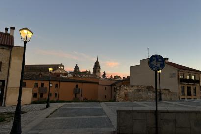 View of the cathedrals at sunset in Salamanca