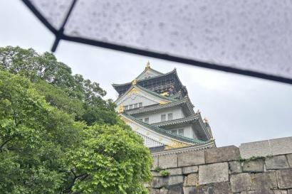 Osaka Castle on a rainy day