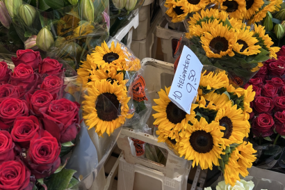 An assortment of flowers in a shop in Amsterdam