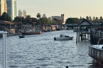Beautiful view of Tigre with both the river canals and high-rise buildings in the back