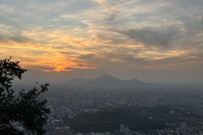 From the top of the hill, you can see a large part of the city 