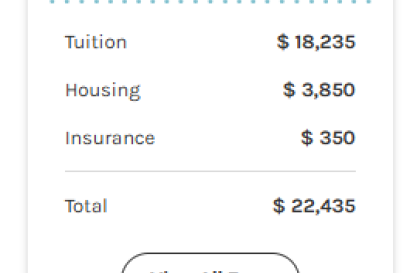 Screenshot of program pricing example