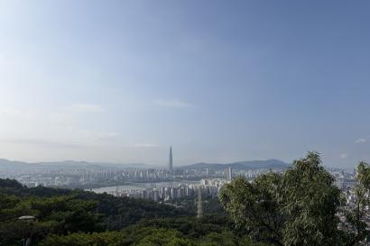 View of Seoul from the summit of Achasan mountain. 