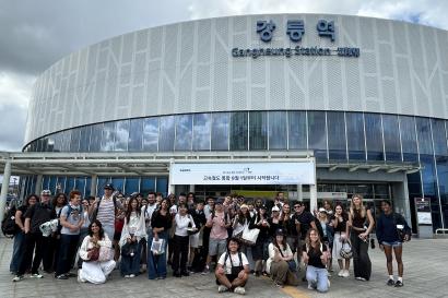 Group of students at the Gangneung Station