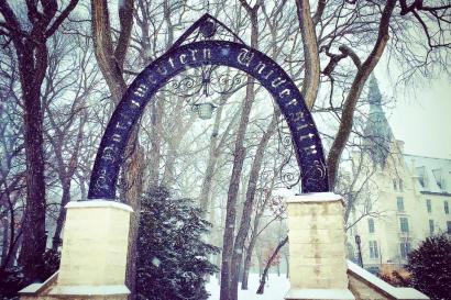 Northwestern's Arch in the Winter