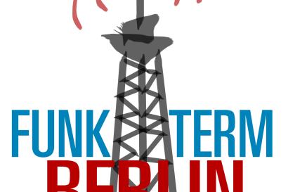FunkTerm Berlin logo, featuring a big ol' radio tower
