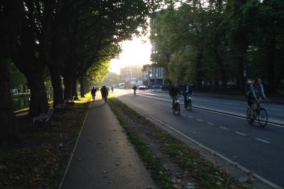 Skyline with bridge over calm water. Trees lining the canal. This alt text was added with Al; accuracy may vary.