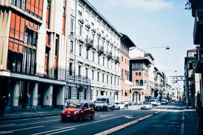A Milanese street in a sunny day 