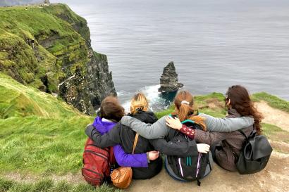 Watching the view at the Cliffs of Moher 