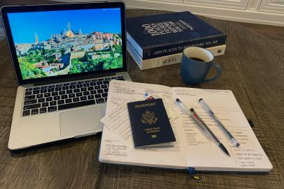 Study abroad preparation essentials on my desk