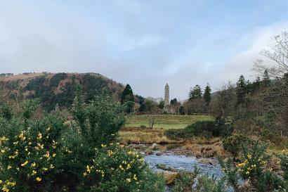 The ancient ruins of the monastery at Glendalough, just south of Dublin. 