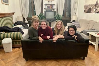 Me and my friends on a couch in their apartment in Vienna