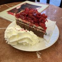 Slice of rasberry cake at Confiserie Gmeiner